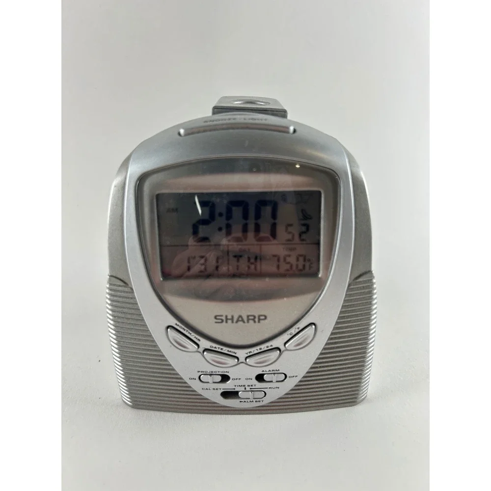 Sharp Projection Alarm Clock  Red Time projection Silver Digital SPC378 Battery